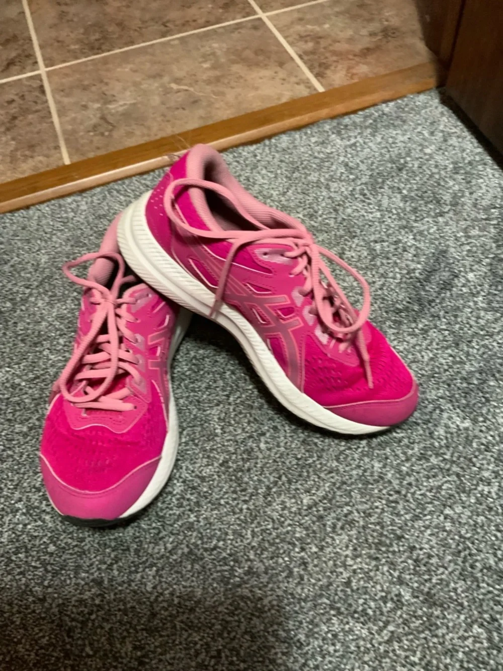 Asics Women's Hot Pink Lace-Up Running Shoes - Picture 2 of 3